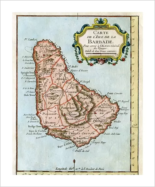 Map of Barbados, c1758