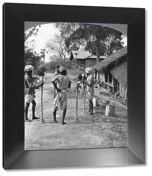 Road mending, Bhamo, Burma, 1908. Artist: Stereo Travel Co