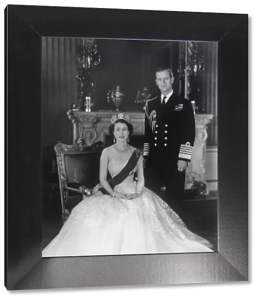 HM Queen Elizabeth II and HRH Duke of Edinburgh at Buckingham Palace, 12th March 1953. Artist: Sterling Henry Nahum Baron