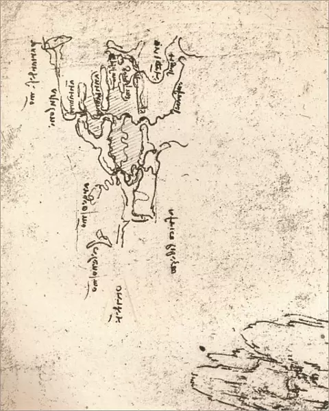 Sketch map of Armenia, c1472-c1519 (1883). Artist: Leonardo da Vinci