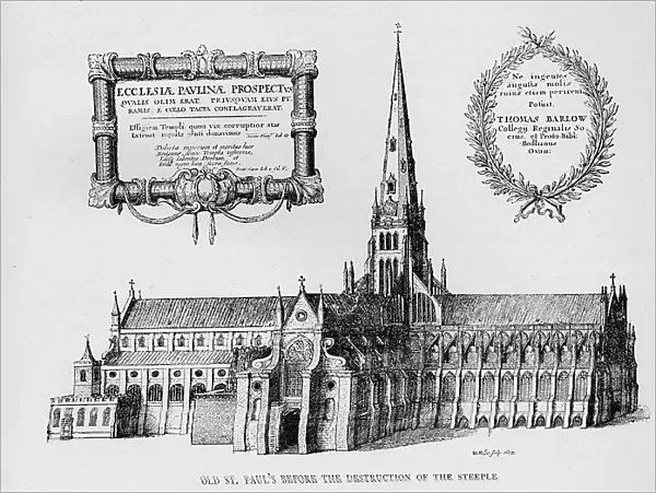 Old St Pauls Cathedral before the destruction of the steeple, 1657 (1904). Artist: Wenceslaus Hollar