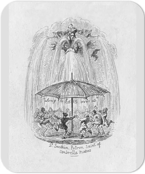 St. Swithin Patron Saint of Umbrella Makers, 1829. Artist: George Cruikshank