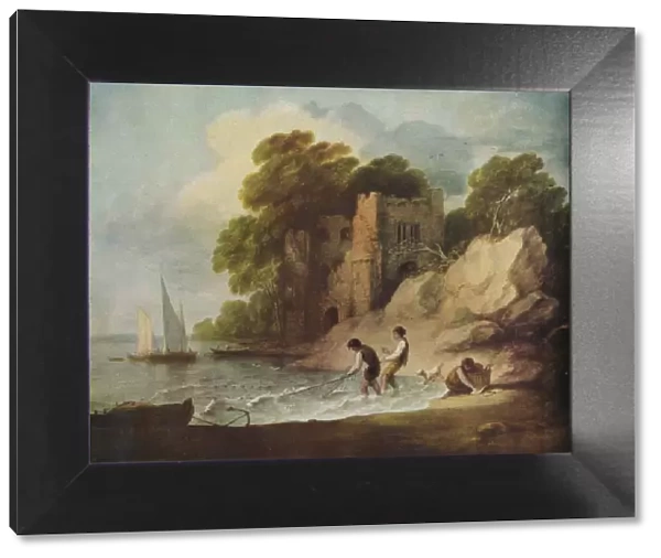 Rocky Coastal Scene with Ruined Castle, Boats and Fishermen, 1780-1781 (1946). Artist: Thomas Gainsborough