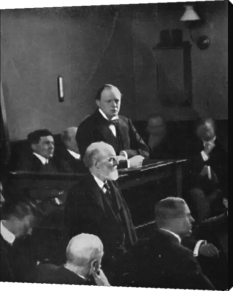 Churchill giving evidence regarding the Sidney Street incident, 1911, (1945)