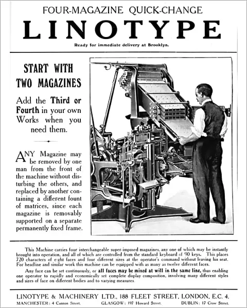 Linotype & Machinery Ltd. advert, 1919