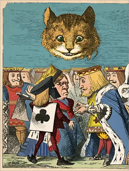 The Cheshire Cat looking down at the Red King and Queen having an argument, 1889. Artist: John Tenniel