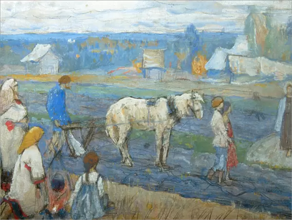 At the field, 1911. Artist: Nesterov, Mikhail Vasilyevich (1862-1942)