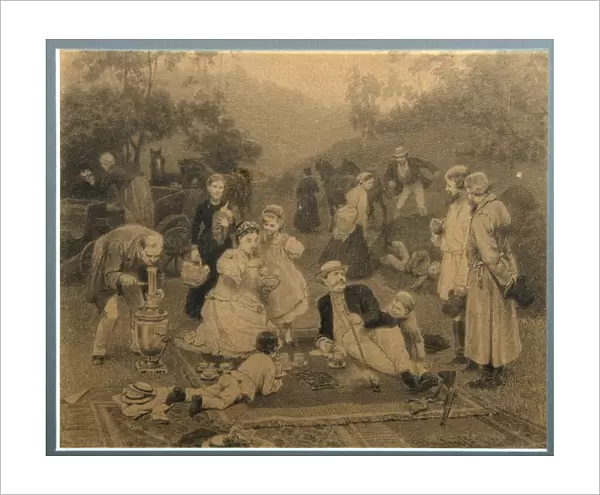 Landowner Tea Party. Artist: Dmitriev-Orenburgsky, Nikolai Dmitrievich (1837-1898)