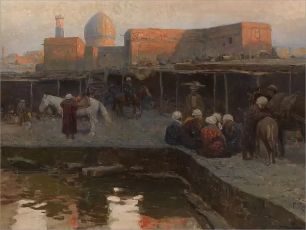 Caravanserai by Gur-e Amir in Samarkand. Artist: Roubaud, Franz (1856-1928)