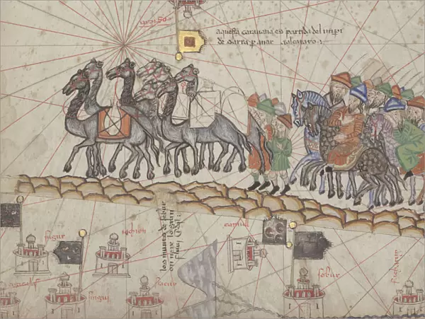 Caravan on the Silk Road. Detail from the Catalan Atlas