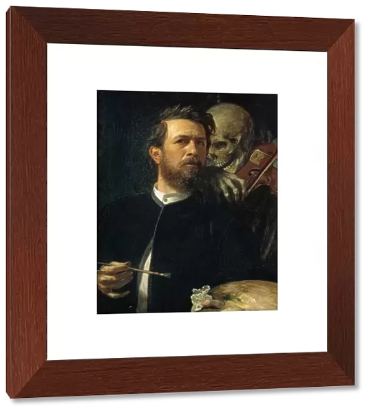 Self-portrait with Death Playing the Fiddle, 1872. Artist: Bocklin, Arnold (1827-1901)