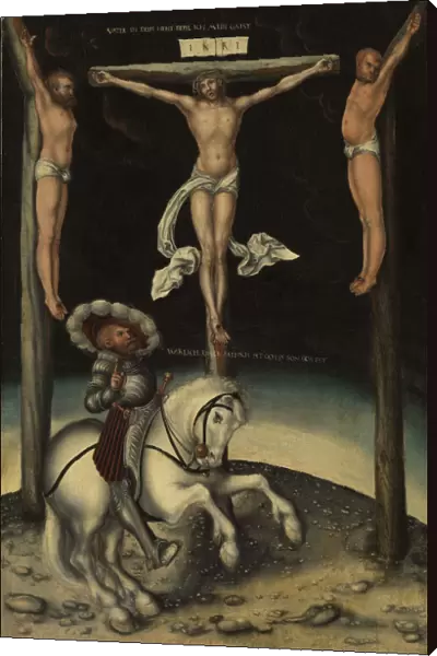 The centurion Longinus among the crosses of Christ and the two thieves, 1539. Artist: Cranach, Lucas, the Elder (1472-1553)