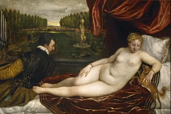 Venus, an Organist and a Little Dog. Artist: Titian (1488-1576)