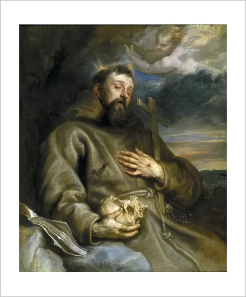 Saint Francis of Assisi in Ecstasy. Artist: Dyck, Sir Anthony van (1599-1641)