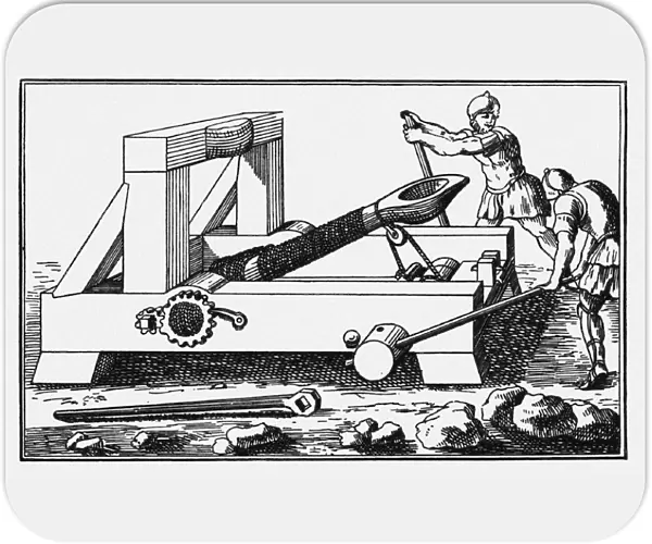 Archimedes Siege Catapult. From The Histories by Polybius, 1727. Artist: Anonymous