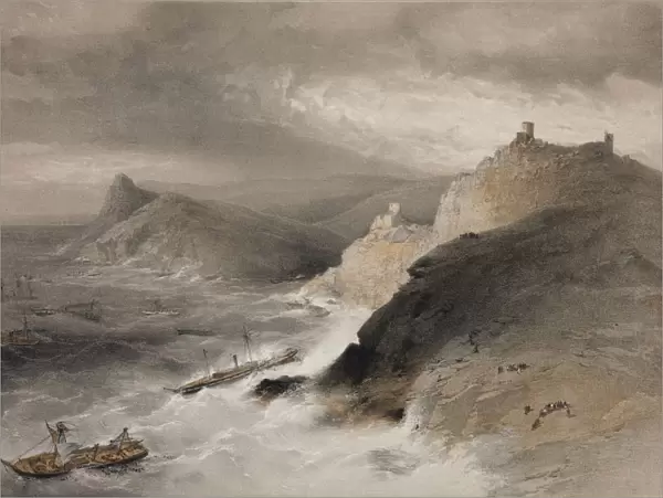 Storm in the Balaklava Bay on 14th of November 1854, 1855. Artist: Simpson, William (1832-1898)
