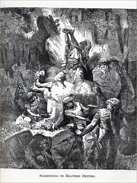 Sacrificing to Heathen Deities, 1882. Artist: Anonymous