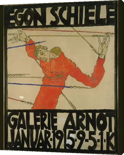 Self-portrait as Saint Sebastian. Poster for Schieles Exhibition at the Arnot Gallery, 1915