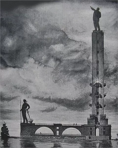 Design for a Lenin monument in Leningrad harbor, 1932
