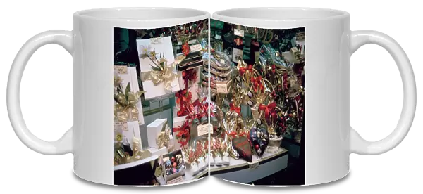 Christmas presents in a shop window, Paris, France