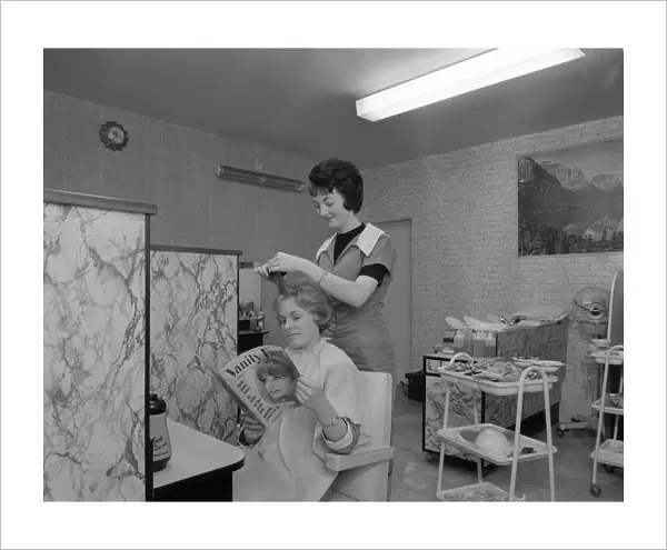 Hairdressing salon, Armthorpe, near Doncaster, South Yorkshire, 1964