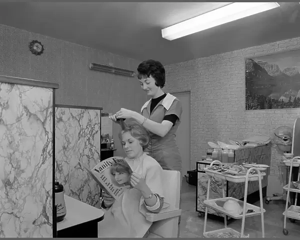 Hairdressing salon, Armthorpe, near Doncaster, South Yorkshire, 1964