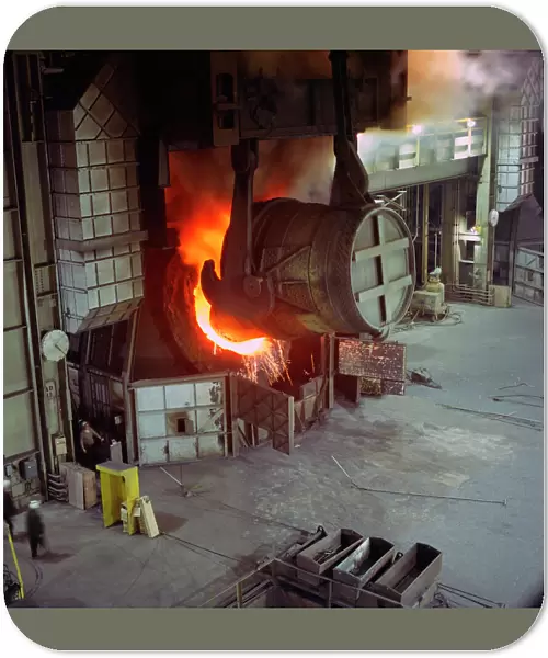 A steel pour at Newton Chambers, Chapeltown, Sheffield, South Yorkshire, 1971. Artist