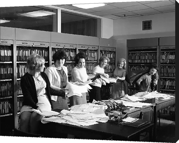 Female workers in the filing and postal room, Stanley Tools works, Sheffield, South Yorkshire, 1967