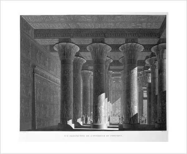 Perspective view of the portico interior, Esna (Latopolis), Egypt, 1822. Artist: Sellier