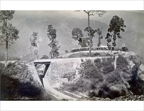 The loop at Agony Point at Tindharia on the Darjeeling Himalayan Railway, 1880s