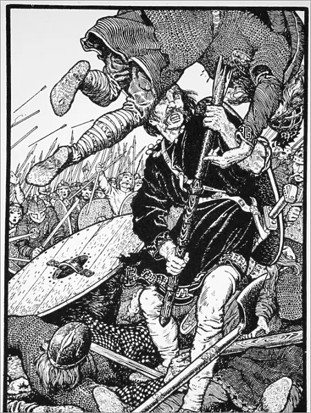 Thorolf slays Earl Hring at Brunanburgh, 1913. Artist: Morris Meredith Williams