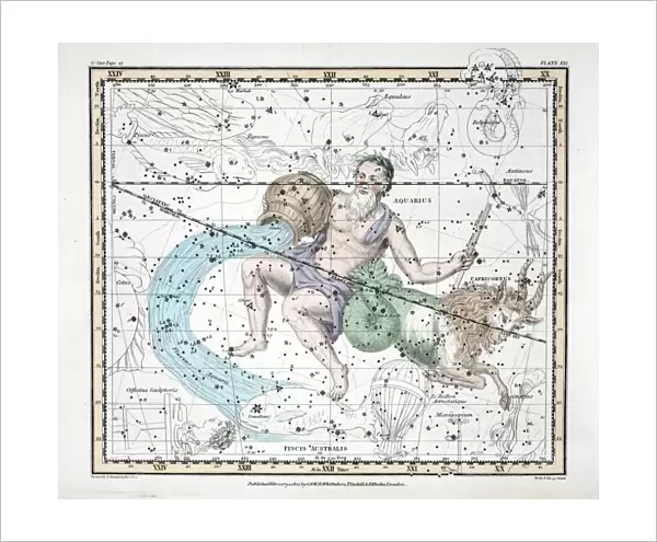 The Constellations (Plate XXI) Capricorn and Aquarius, from A Celestial Atlas by Alexander Jamieson