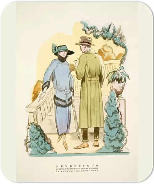 Rendezvous, outfit and Ulster overcoat by Fabian & Hrich from Styl, pub. 1922