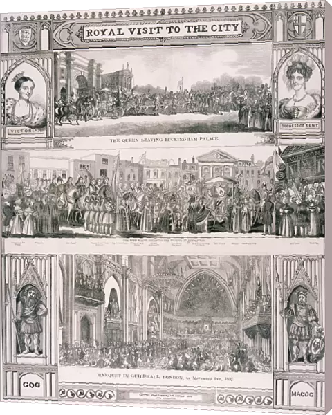 Queen Victorias visit to the City of London, 1837. Artist: Nathaniel Whittock