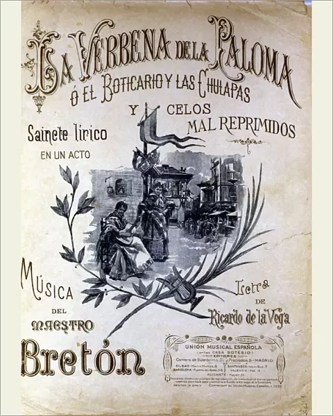 Cover of the operetta La Verbena de la Paloma, 1893, Tomas Breton composers work