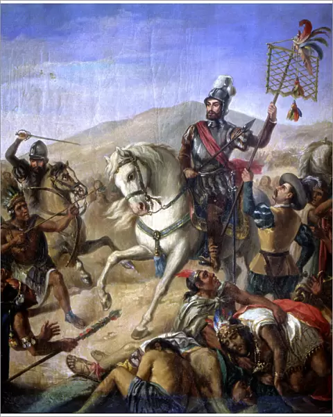 Hernan Cortes in the battle of Otumba, July 7, 1520