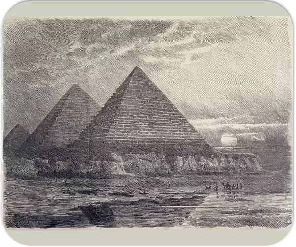 Pyramids of Egypt, German engraving from 1886, is one of the seven wonders of the world