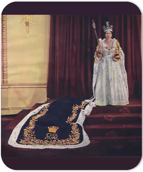 Queen Elizabeth II in coronation robes, 1953. Artist: Sterling Henry Nahum Baron