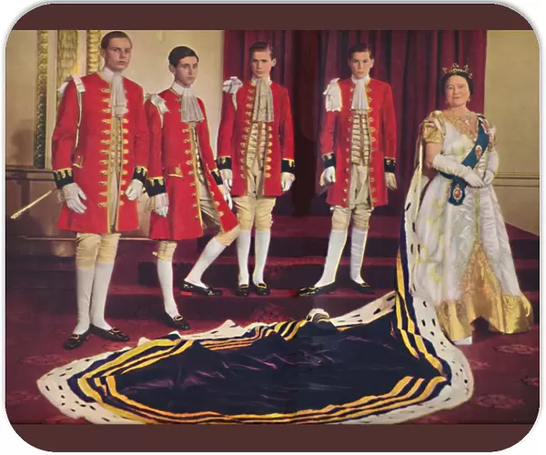 Her Majesty the Queen Mother with her pages, 1953. Artist: Sterling Henry Nahum Baron