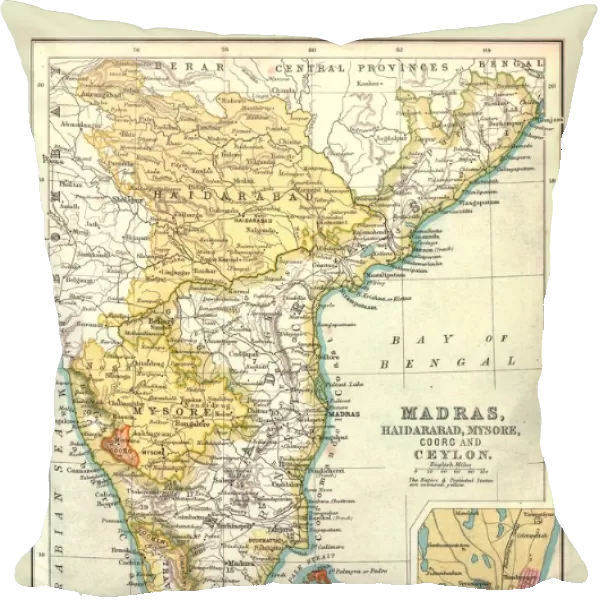 Map of Madras, Hyderabad, Mysore, Coorg and Ceylon, 1902. Creator: Unknown