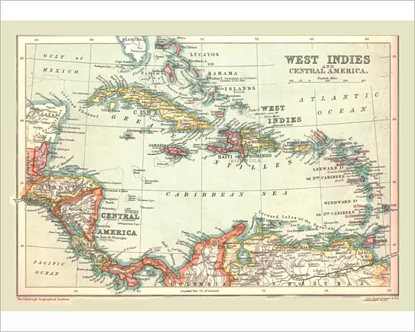 Map of the West Indies and Central America, 1902. Creator: Unknown
