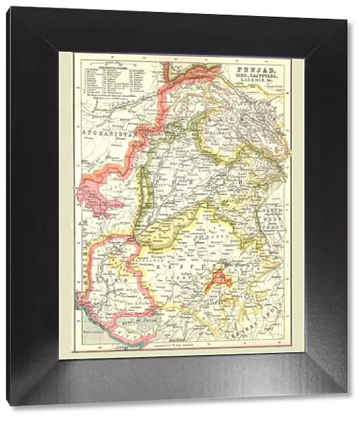 Map of Punjab, Sind, Rajputana and Kashmir, 1902. Creator: Unknown