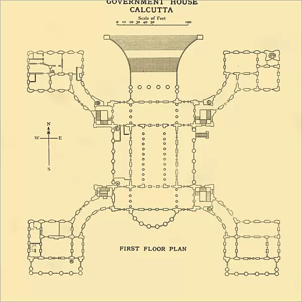 Government House Calcutta - First Floor Plan, 1925. Creator: Unknown