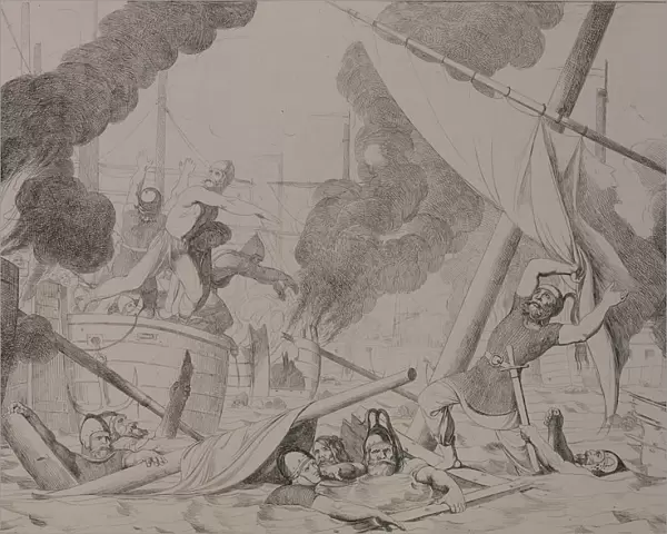 Greek fire during the Siege of Constantinople, 1832