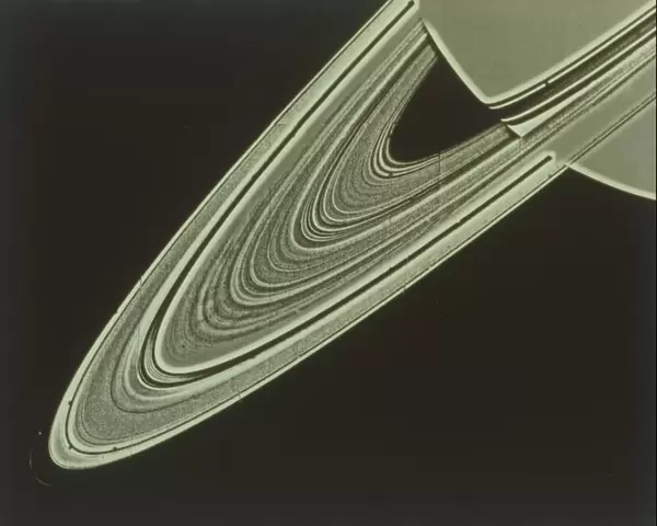 Two-image mosaic of Saturns Rings, seen from Voyager 1 spacecraft, 1980. Creator: NASA