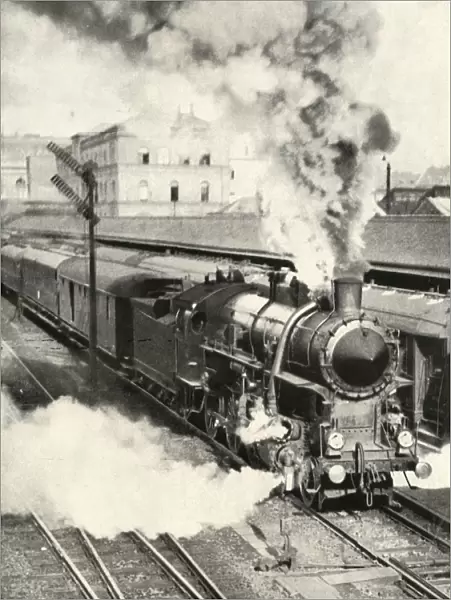 Leaving Budapest. An express train departs from the Central Station, 1935-36