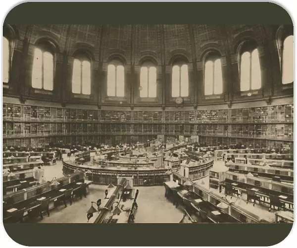 Reading Room of the Great Library at the British Museum seen from the Entrance, c1935
