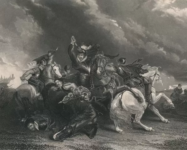 Sir William Russell at the Battle of Zutphen, 1586, (c1830s). Creator: J Rogers