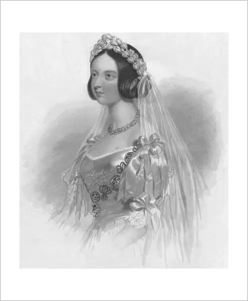 The Queen in her Bridal Dress, 1840. Creator: William Henry Mote