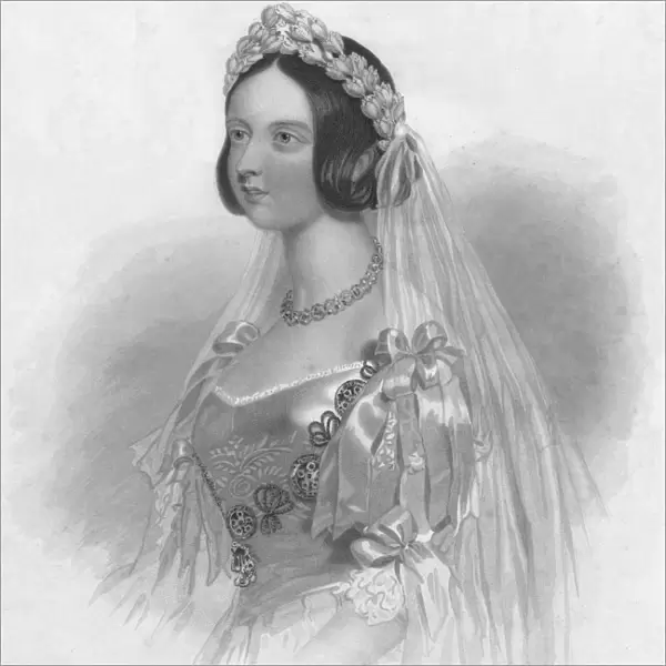 The Queen in her Bridal Dress, 1840. Creator: William Henry Mote